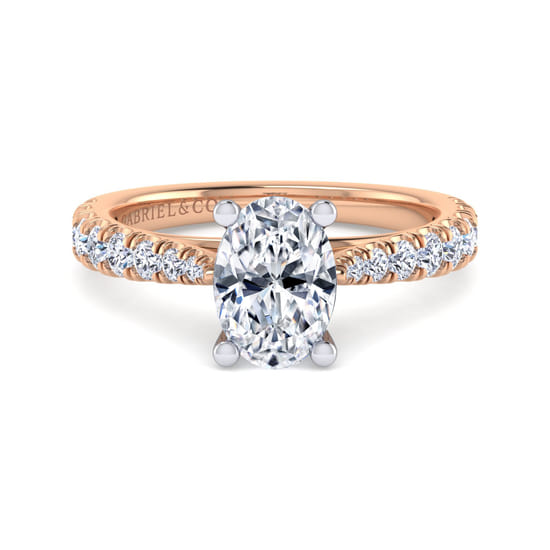 Gabriel - 14K White-Rose Gold Oval Diamond Engagement Ring