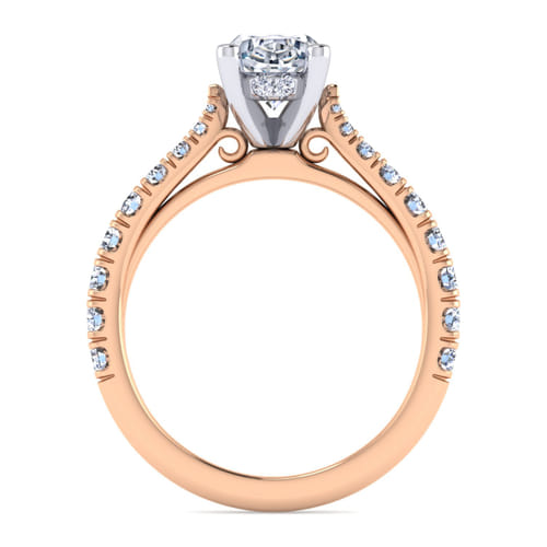 14K White-Rose Gold Oval Diamond Engagement Ring