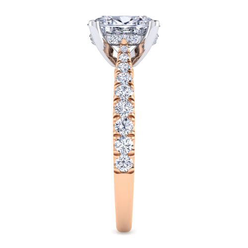 14K White-Rose Gold Oval Diamond Engagement Ring
