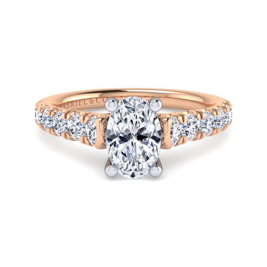 Gabriel - 14K White-Rose Gold Oval Diamond Engagement Ring