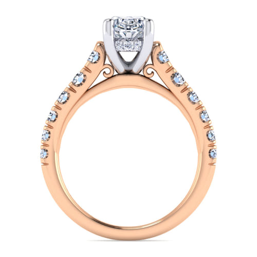 14K White-Rose Gold Oval Diamond Engagement Ring