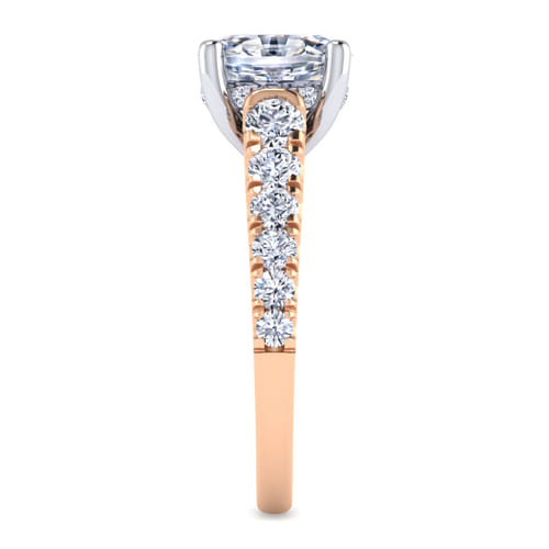 14K White-Rose Gold Oval Diamond Engagement Ring