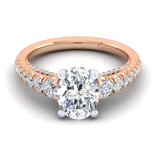 14K White-Rose Gold Oval Diamond Engagement Ring 14K White-Rose Gold Oval Diamond Engagement Ring