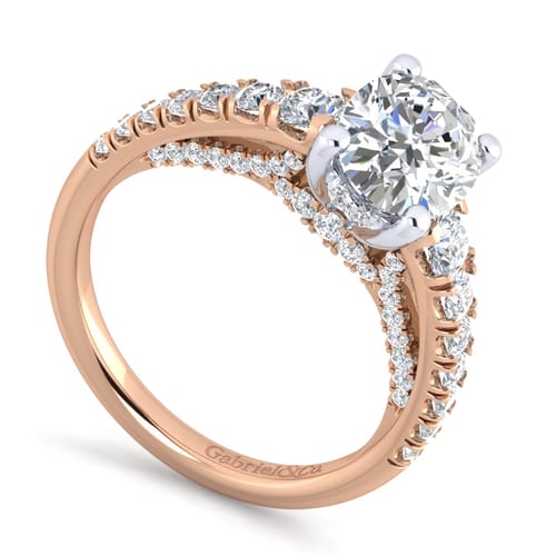 14K White-Rose Gold Oval Diamond Engagement Ring 14K White-Rose Gold Oval Diamond Engagement Ring