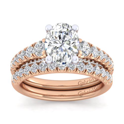 14K White-Rose Gold Oval Diamond Engagement Ring 14K White-Rose Gold Oval Diamond Engagement Ring