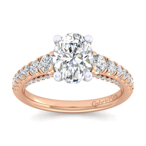 14K White-Rose Gold Oval Diamond Engagement Ring 14K White-Rose Gold Oval Diamond Engagement Ring