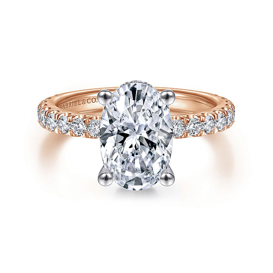 Gabriel - 14K White-Rose Gold Oval Diamond Engagement Ring