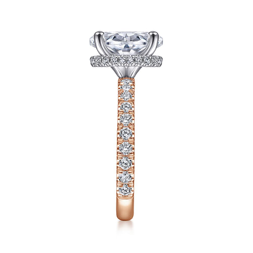 14K White-Rose Gold Oval Diamond Engagement Ring