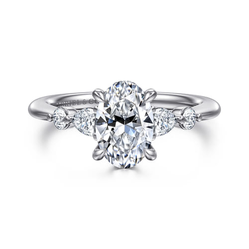 14K White-Rose Gold Oval Diamond Engagement Ring