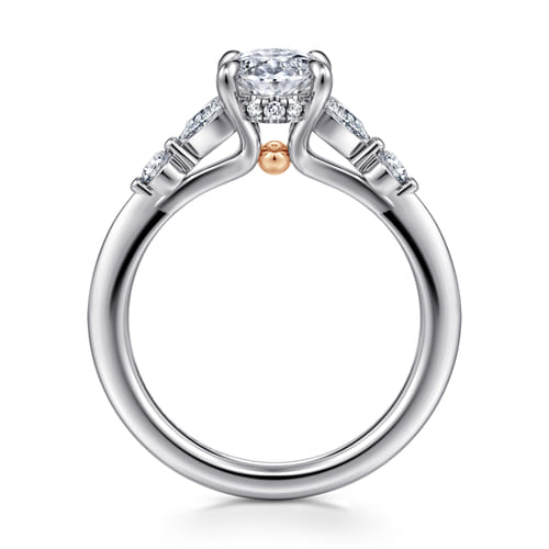 14K White-Rose Gold Oval Diamond Engagement Ring