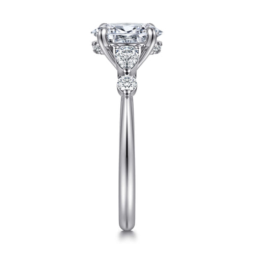14K White-Rose Gold Oval Diamond Engagement Ring