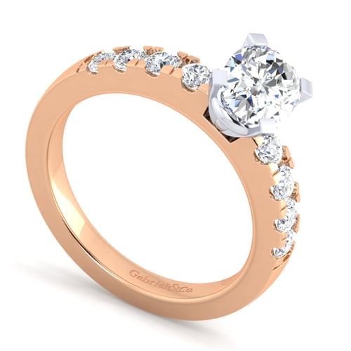14K White-Rose Gold Oval Diamond Engagement Ring