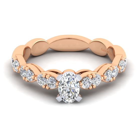 Gabriel - 14K White-Rose Gold Oval Diamond Engagement Ring