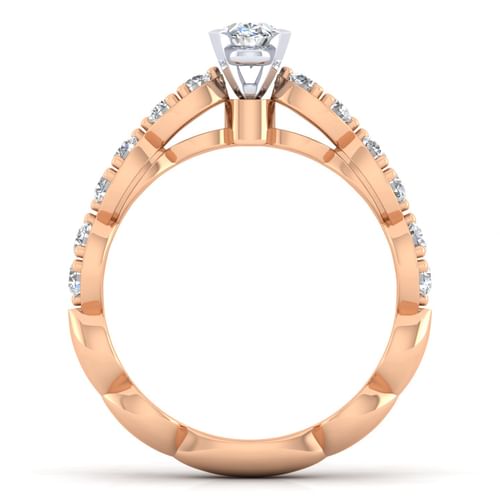 14K White-Rose Gold Oval Diamond Engagement Ring