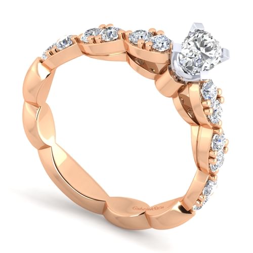 14K White-Rose Gold Oval Diamond Engagement Ring