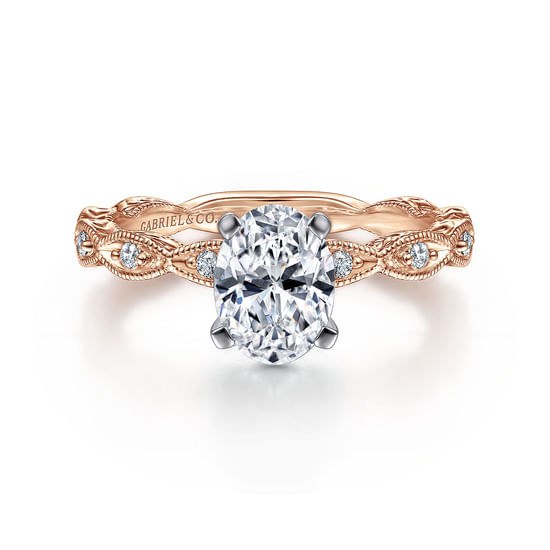 Gabriel - 14K White-Rose Gold Oval Diamond Engagement Ring