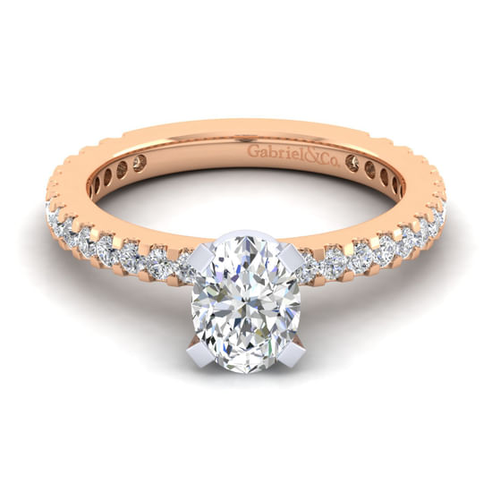 Gabriel - 14K White-Rose Gold Oval Diamond Engagement Ring