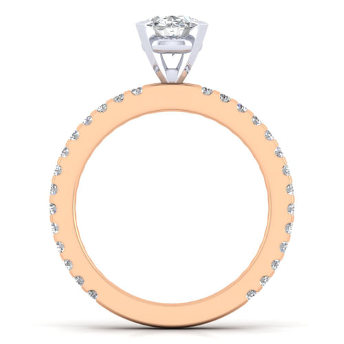 14K White-Rose Gold Oval Diamond Engagement Ring