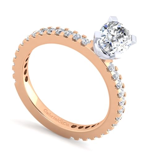14K White-Rose Gold Oval Diamond Engagement Ring