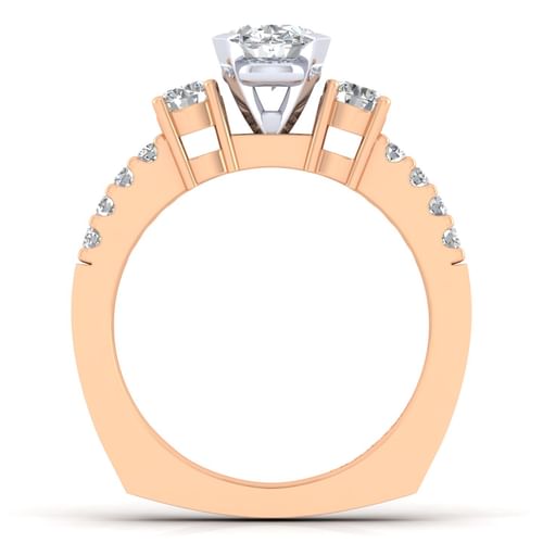 14K White-Rose Gold Oval Diamond Engagement Ring