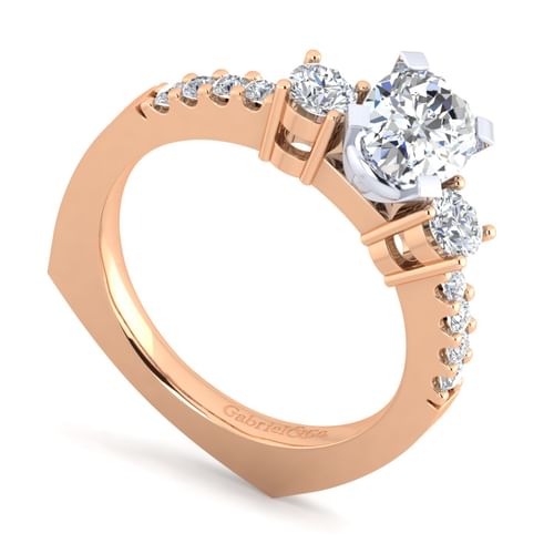 14K White-Rose Gold Oval Diamond Engagement Ring
