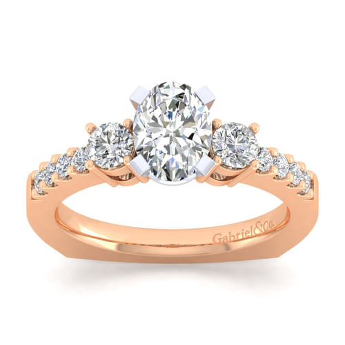 14K White-Rose Gold Oval Diamond Engagement Ring