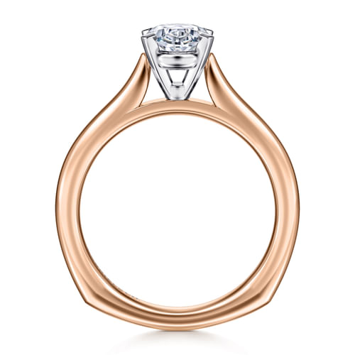 14K White-Rose Gold Oval Diamond Engagement Ring