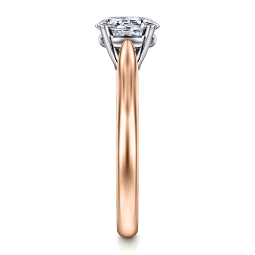 14K White-Rose Gold Oval Diamond Engagement Ring