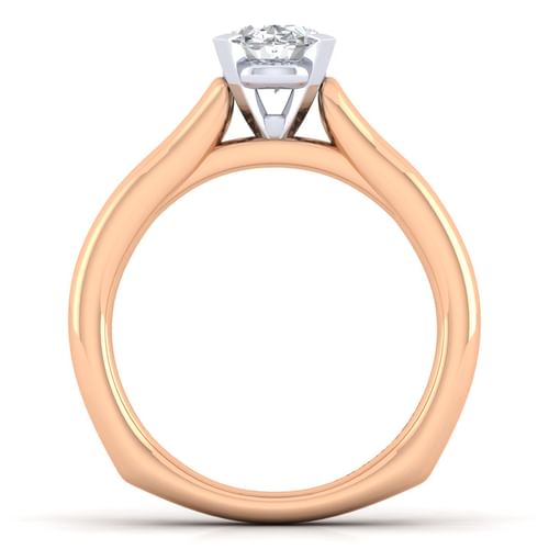 14K White-Rose Gold Oval Diamond Engagement Ring