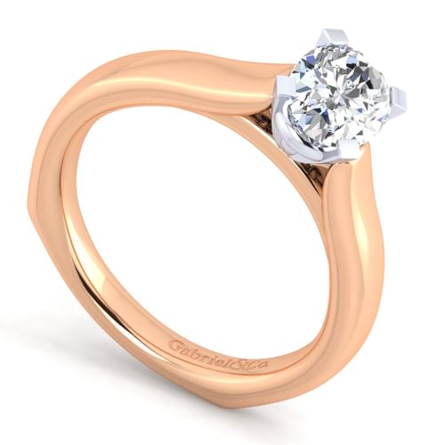 14K White-Rose Gold Oval Diamond Engagement Ring