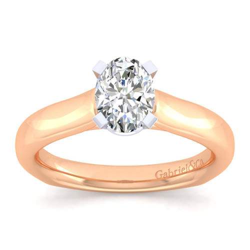 14K White-Rose Gold Oval Diamond Engagement Ring