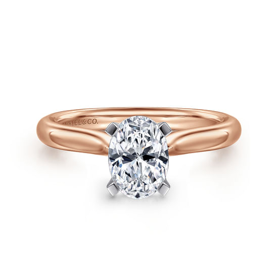 Gabriel - 14K White-Rose Gold Oval Diamond Engagement Ring