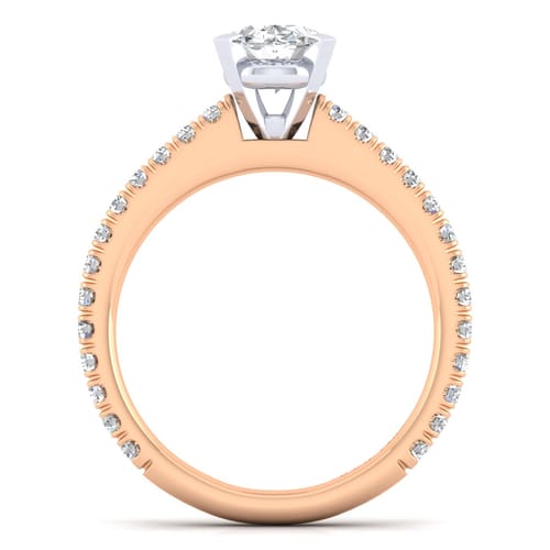 14K White-Rose Gold Oval Diamond Engagement Ring