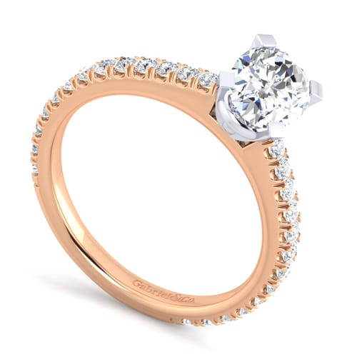 14K White-Rose Gold Oval Diamond Engagement Ring
