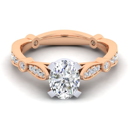 Gabriel - 14K White-Rose Gold Oval Diamond Engagement Ring