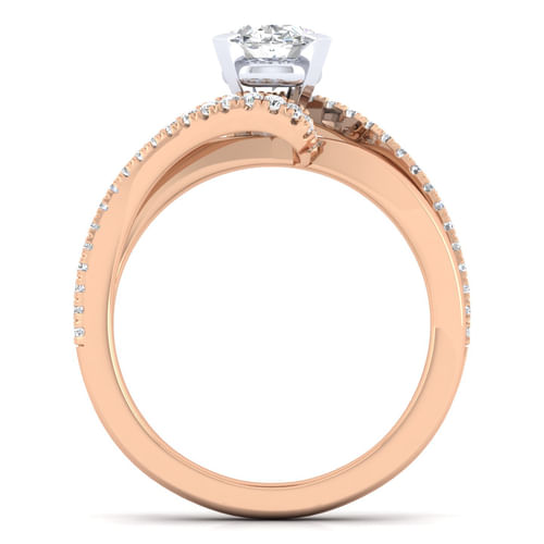 14K White-Rose Gold Oval Diamond Engagement Ring