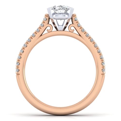 14K White-Rose Gold Oval Diamond Engagement Ring