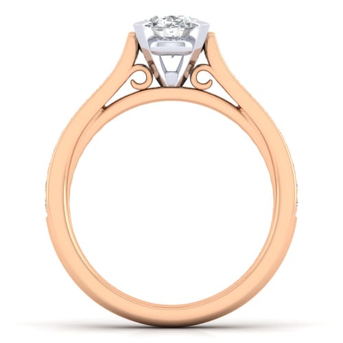 14K White-Rose Gold Oval Diamond Engagement Ring
