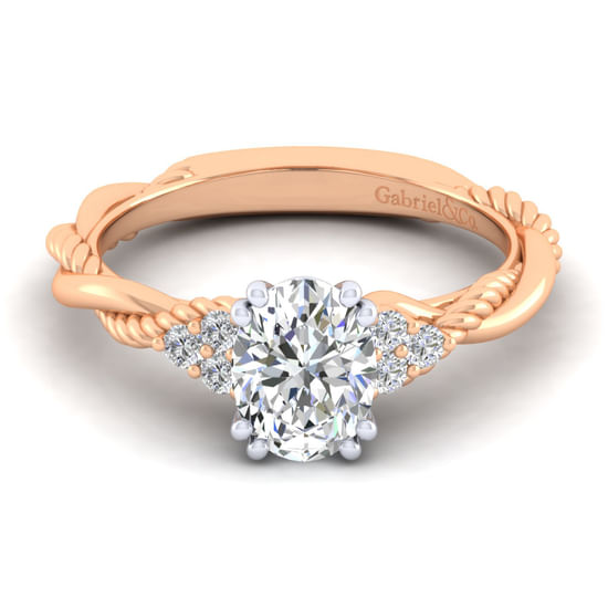 Gabriel - 14K White-Rose Gold Oval Diamond Engagement Ring