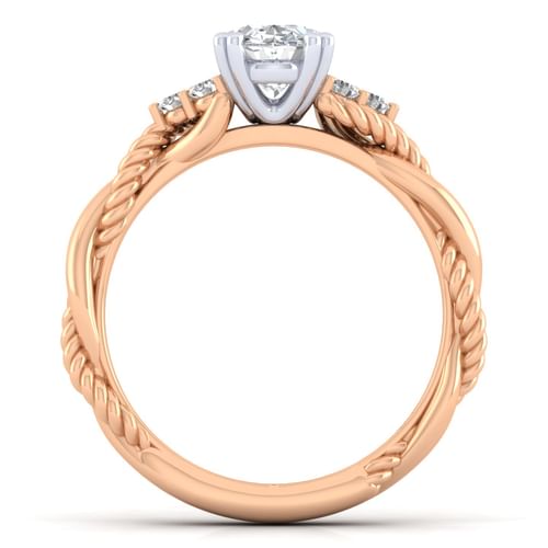 14K White-Rose Gold Oval Diamond Engagement Ring
