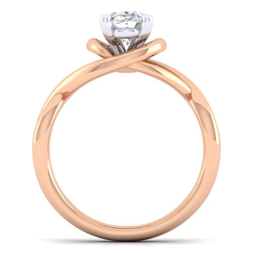 14K White-Rose Gold Oval Diamond Engagement Ring