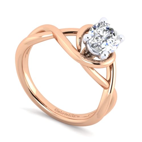 14K White-Rose Gold Oval Diamond Engagement Ring