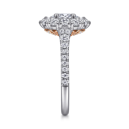 14K White-Rose Gold Oval Double Halo Diamond Engagement Ring