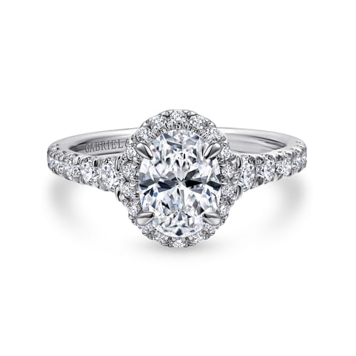 14K White-Rose Gold Oval Halo Diamond Engagement Ring 14K White-Rose Gold Oval Halo Diamond Engagement Ring