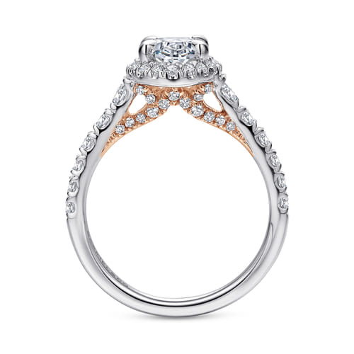 14K White-Rose Gold Oval Halo Diamond Engagement Ring 14K White-Rose Gold Oval Halo Diamond Engagement Ring