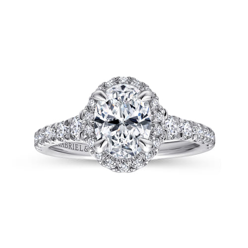 14K White-Rose Gold Oval Halo Diamond Engagement Ring 14K White-Rose Gold Oval Halo Diamond Engagement Ring