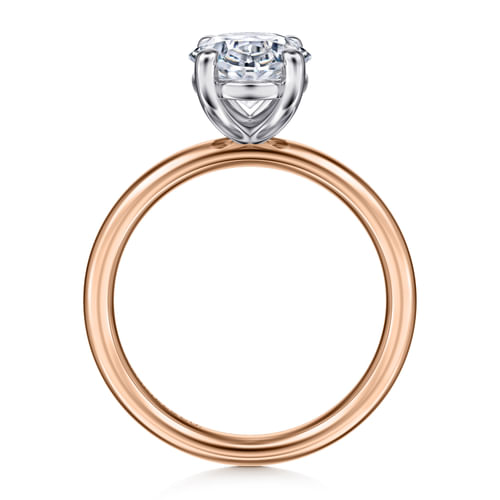 14K White-Rose Gold Oval Solitaire Diamond Engagement Ring