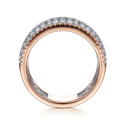 14K White-Rose Gold Pavé Diamond Wide Band Ring