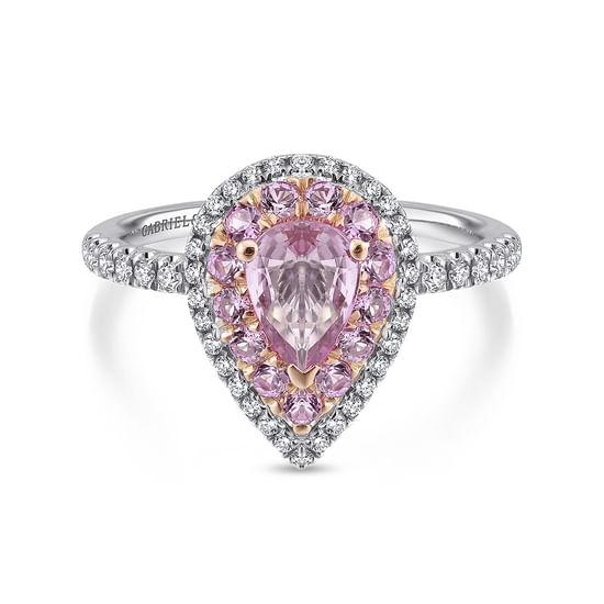 Gabriel - 14K White-Rose Gold Pear Shape Complete Diamond Engagement Ring