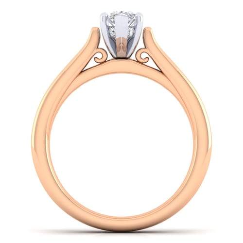 14K White-Rose Gold Pear Shape Diamond Channel Set Engagement Ring 14K White-Rose Gold Pear Shape Diamond Channel Set Engagement Ring